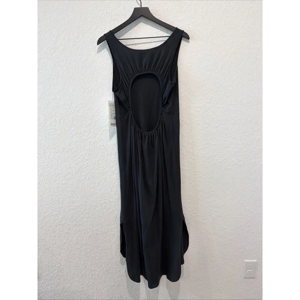 Lululemon NWT Pima Cotton Open Back Midi Dress Black Size 10